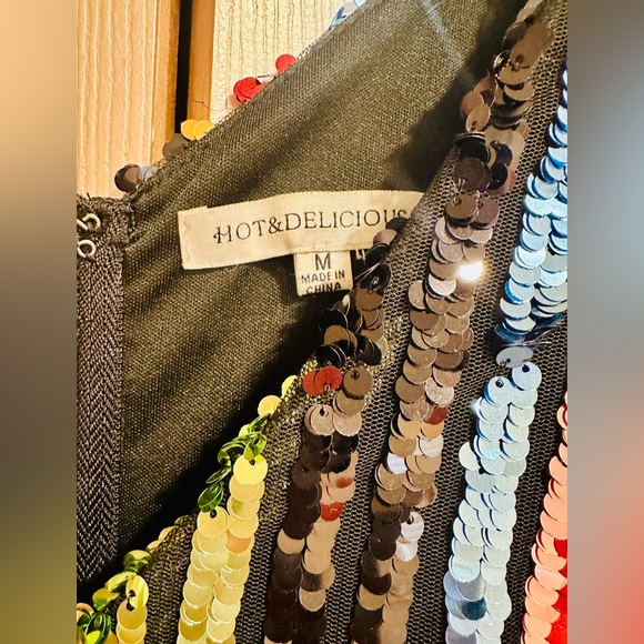 Hot & Delicious Vibrant Sequin Striped Pants - Picture 3 of 5